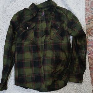 DIXXON Olive and Black Plaid Men's Shirt
